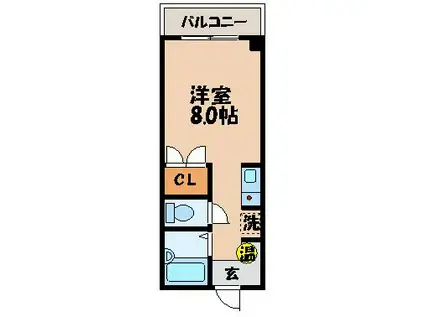 クレール岩屋(ワンルーム/5階)の間取り写真