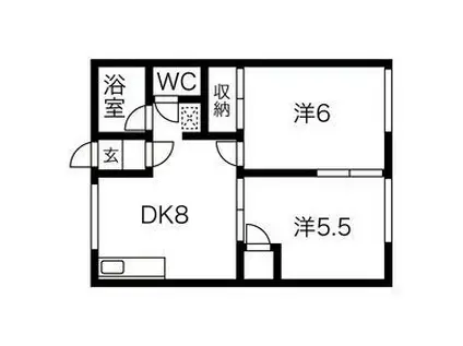 シティハイム桜(2DK/1階)の間取り写真