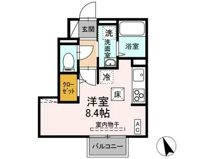 D-ROOMけやきII(ワンルーム/1階)の間取り写真