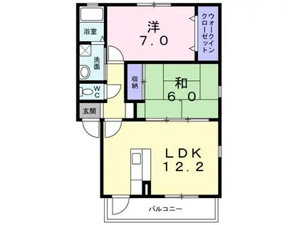 フォブール緑ヶ丘A(2LDK/1階)の間取り写真
