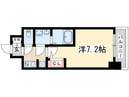 エスレジデンス新大阪ウエスト(1K/9階)の間取り写真