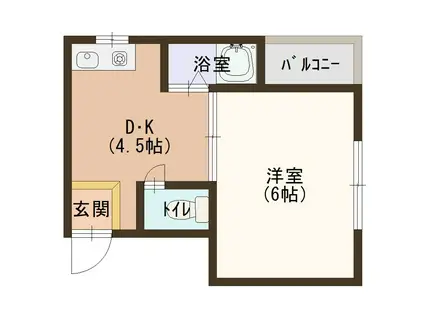 ハッピネスプラザ藤田(1DK/3階)の間取り写真