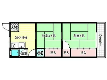 浅野マンション(2DK/2階)の間取り写真