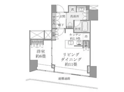 ブリリアタワー堂島(1LDK/9階)の間取り写真