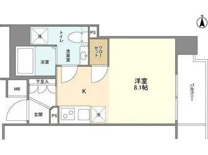 エクセリア九段(ワンルーム/2階)の間取り写真