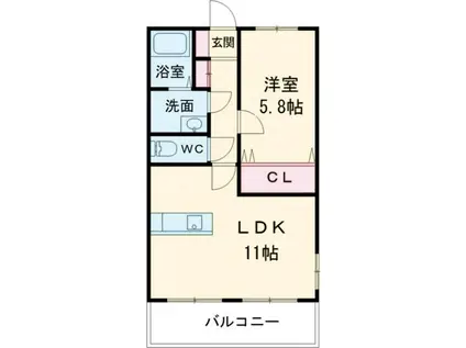 カーサ小川II(1LDK/2階)の間取り写真
