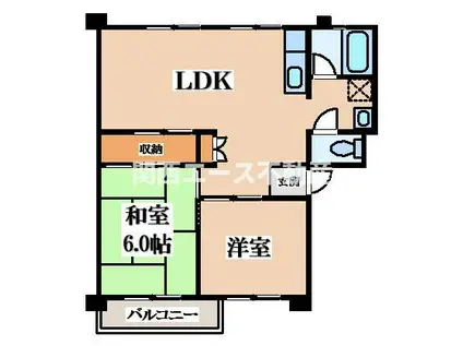 香里三井C団地(2LDK/3階)の間取り写真