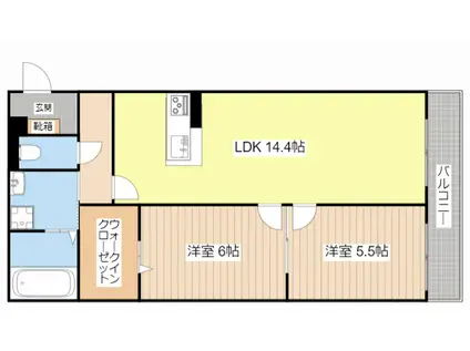 ＪＲ東海道本線 草津駅(滋賀) 徒歩22分 3階建 新築(2LDK/2階)の間取り写真