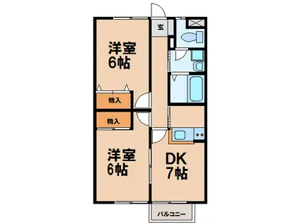 天神パレスB(2DK/1階)の間取り写真