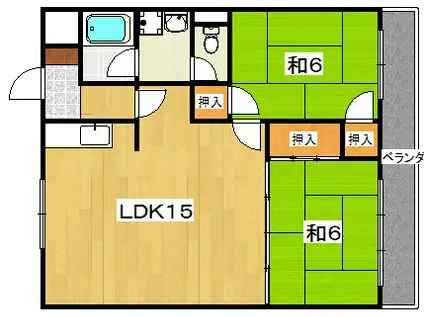 香里大西第1ビル(2LDK/4階)の間取り写真