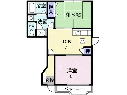 ハートフルI(2DK/1階)の間取り写真