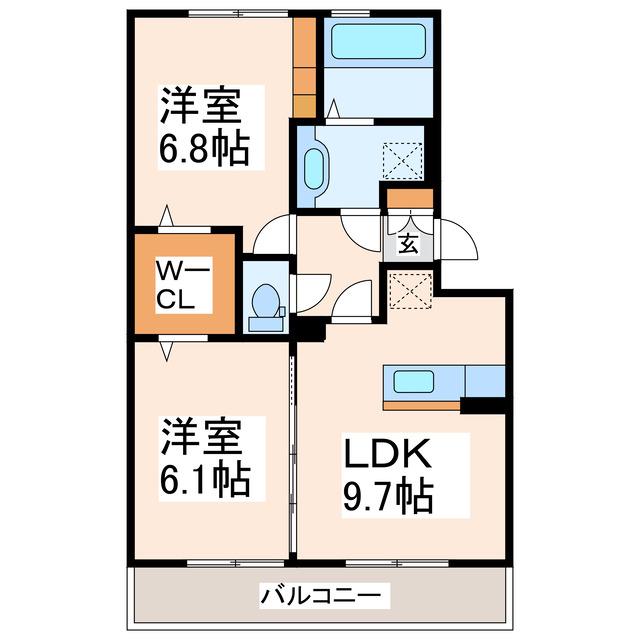 イーストハイム(2LDK/2階)の間取り写真