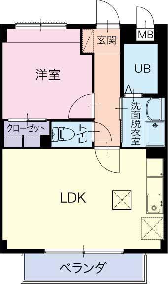 イルマーレ(1LDK/1階)の間取り写真