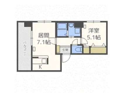 サンコート本通ガーデンヒルズ(1LDK/8階)の間取り写真