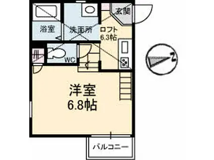 ALPHA・THE・TERRACE 駅南通(ワンルーム/2階)の間取り写真