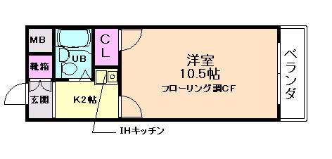 ビラグレース(1K/2階)の間取り写真