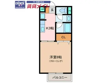 SURPLUS ONE キタガワ(1K/1階)の間取り写真