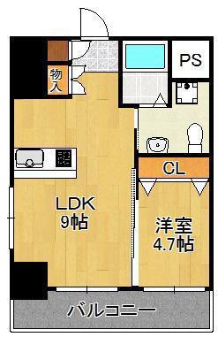 BASIC B.L.D.YAHATA(1LDK/7階)の間取り写真
