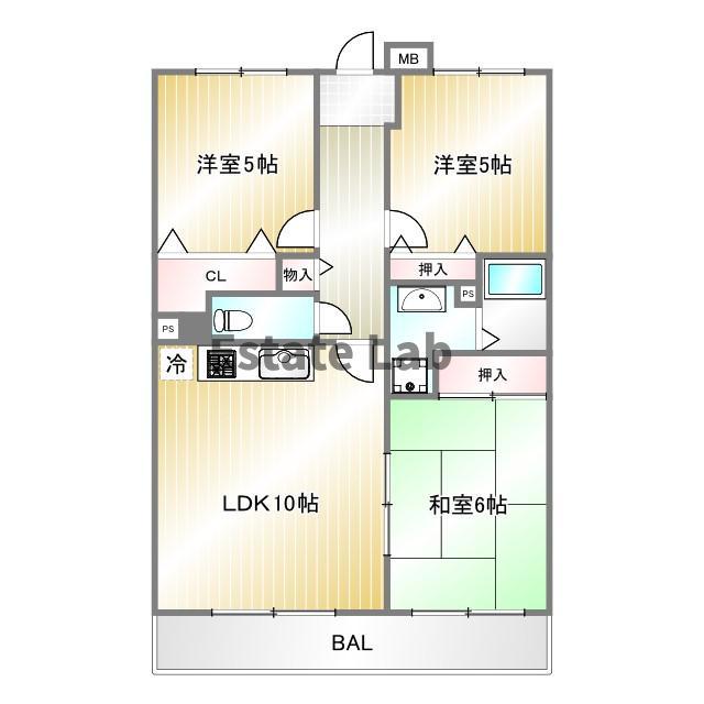 ストークコート(3LDK/7階)の間取り写真