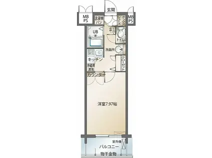 エンクレスト天神(1K/3階)の間取り写真