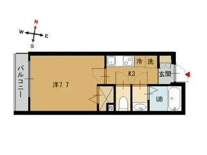 ラス・パルマス浜三條 CTYPE(1K/4階)の間取り写真