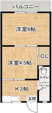 ロイヤルハイツ香里(2K/3階)の間取り写真