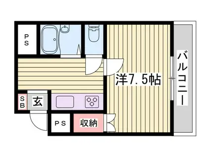 ルークレジデンス姫路III(1K/8階)の間取り写真