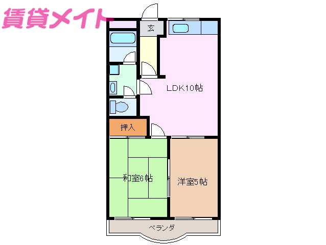 プラムコート(2LDK/3階)の間取り写真