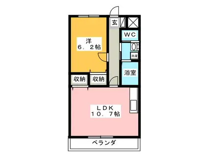 コート津新町(1LDK/2階)の間取り写真