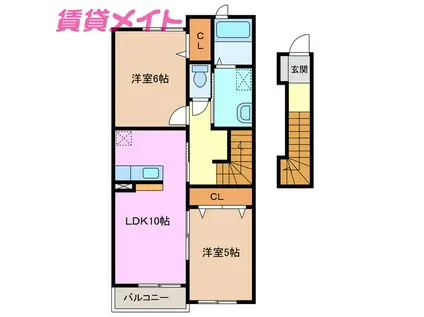 フィニート21A棟(2LDK/2階)の間取り写真