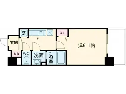 プレサンス新神戸駅前(1K/6階)の間取り写真