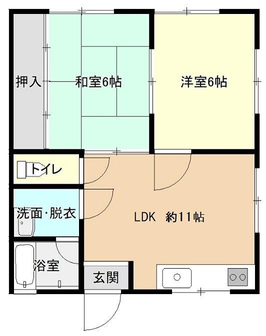ヒーローハイツ(2LDK/1階)の間取り写真