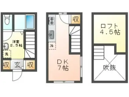 CASA COZY寺家駅前(1DK/1階)の間取り写真