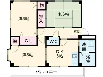 グランデージ薬師A棟(3DK/2階)の間取り写真