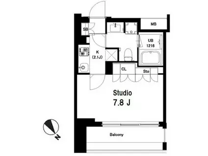 中目黒ウエスト(1K/11階)の間取り写真