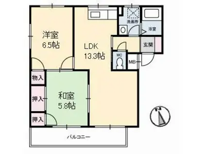 フローレンス明日香(2LDK/2階)の間取り写真