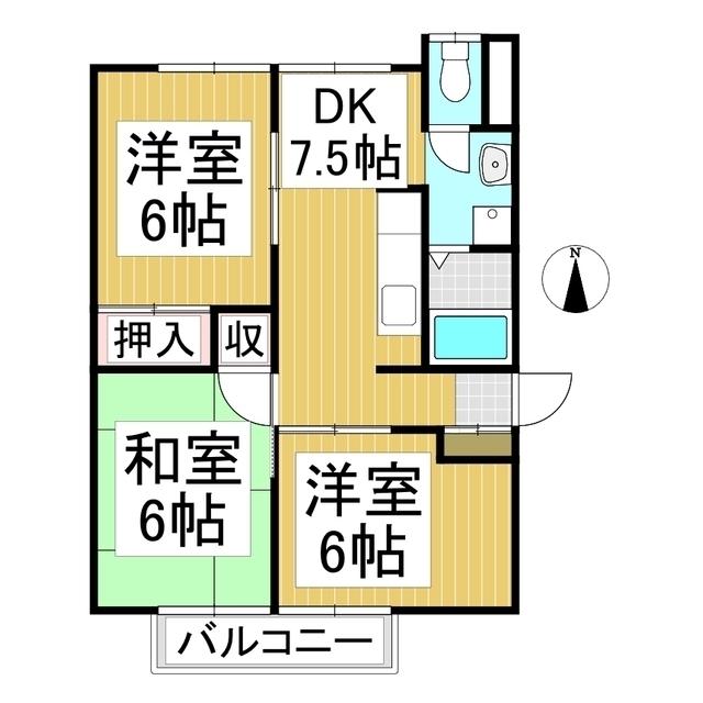 ハイツサンリバー(3DK/2階)の間取り写真