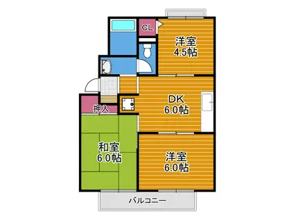 フレール(3DK/2階)の間取り写真