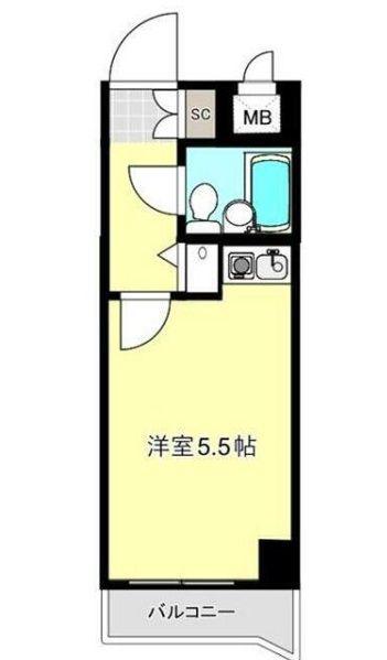 ライオンズプラザ海老名(ワンルーム/4階)の間取り写真