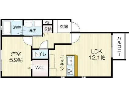 エレアージュ西明石駅前2(1LDK/2階)の間取り写真