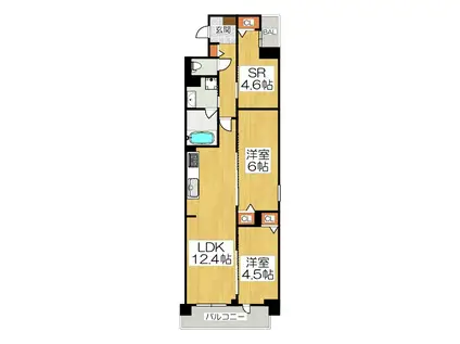 THE RESIDENCE 北白川D-ROOM左京区一乗寺樋ノ口(2SLDK/4階)の間取り写真