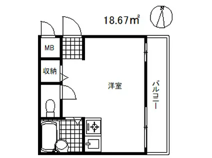 シティライフ稗原(1K/4階)の間取り写真