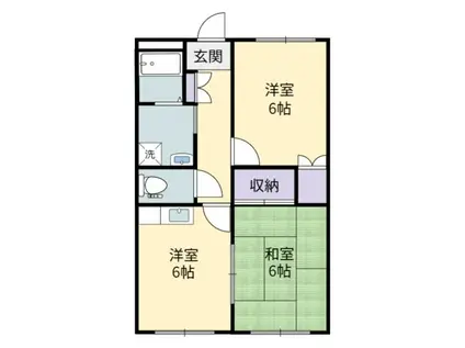 シャリテ東津田(2DK/1階)の間取り写真