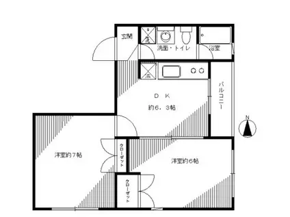 イル・トゥルロ(2DK/2階)の間取り写真