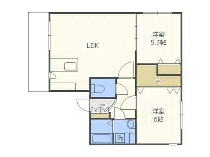 GRANEIGE YAMAHANA(2LDK/4階)の間取り写真