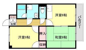 MISTRAL神子岡前(2DK/5階)の間取り写真