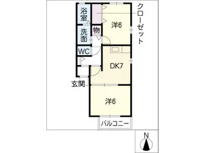 ルミエールメゾンA(2DK/2階)の間取り写真