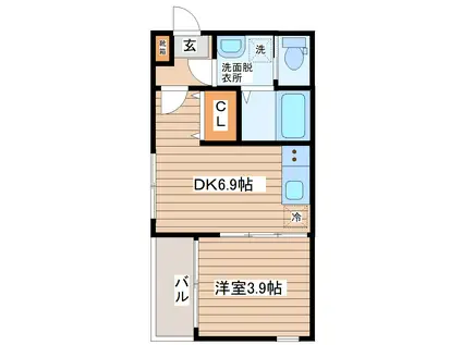 GREEN ACEII(1DK/2階)の間取り写真