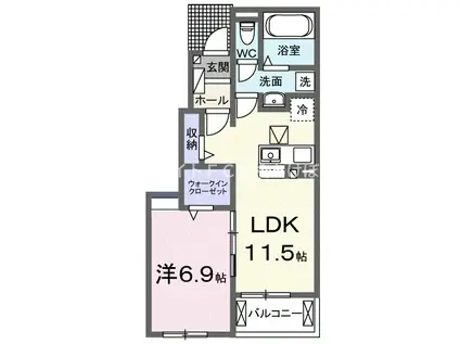 グランツ・マルシバ6(1LDK/1階)の間取り写真