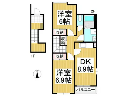 エル・ガーデン(2DK/2階)の間取り写真